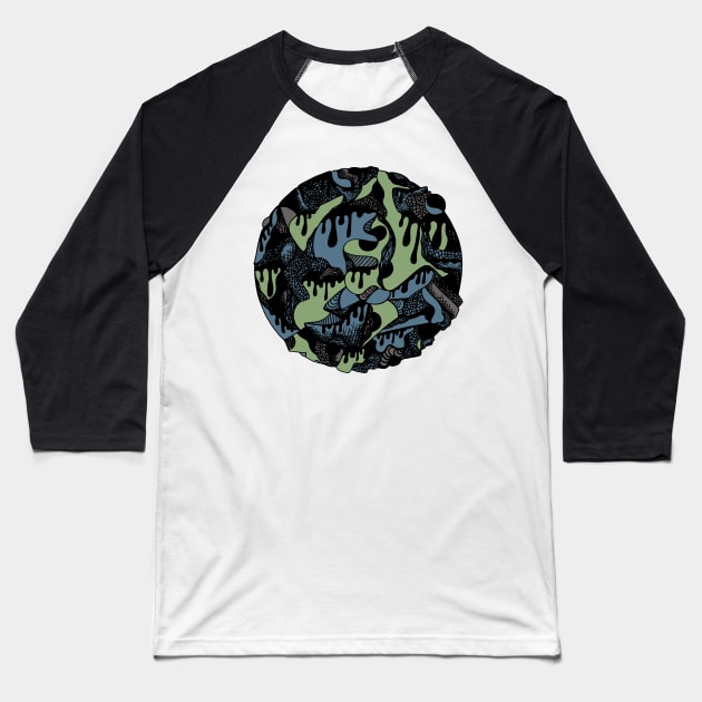 Mellow Cool Circle of Drip Baseball T-Shirt by kenallouis